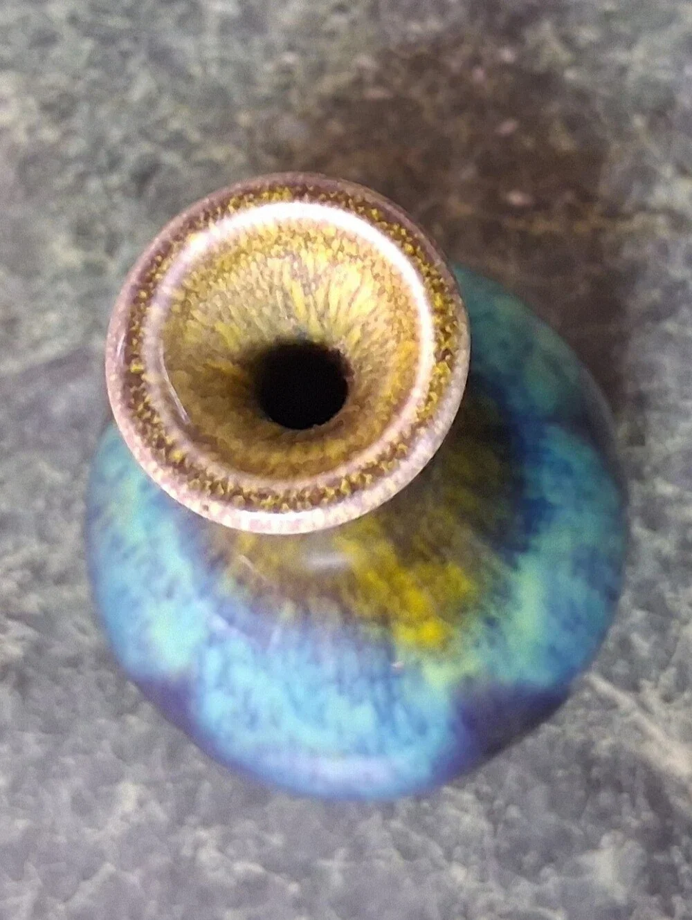 Vintage Japanese Ceramic Rainbow Drip Miniature Bud Vase - 4.25